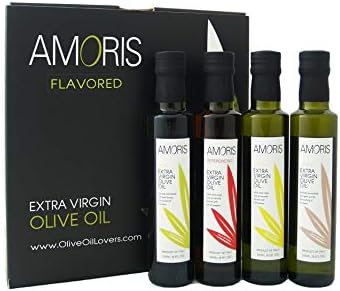 AMORIS Flavored Set of Gourmet Extra Virgin Olive Oil | 2018 Harvest | 4x 250ML (4x 8.5 oz)