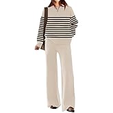 ETCYY NEW Womens Elegant Lounge Sets Knitted Sweatsuit Sets 2 Piece Outfits with Sweater Tops and Wide Leg Sweatpants