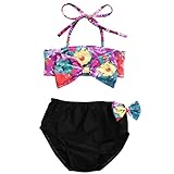Infant Baby Girls Swimsuit Floral Bowknot Bikini Set Strap Top+Shorts (6-12m, Black)