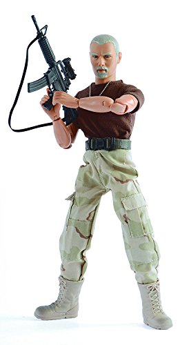 Army Men by World Peacekeepers Action Figures: 30-Pt. Full-Motion 12-Inch Army Toys w/ Ninja Grip, M4 Military Carbine, Bayonet & Scope (Brown-Shirt Edition)