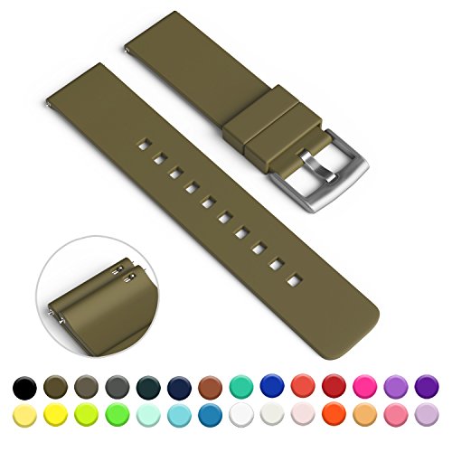 GadgetWraps 20mm Silicone Strap / Band for Pebble Time Round Watch with Quick Release Pins (Olive Green)