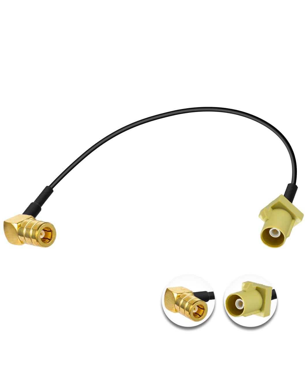 Vecys Fakra Curry Male Code K to SMB Female Right Angle Adapter Cable RG174 6in/15cm Compatible with Car Vehicle Radio Stereo Receiver Tuner