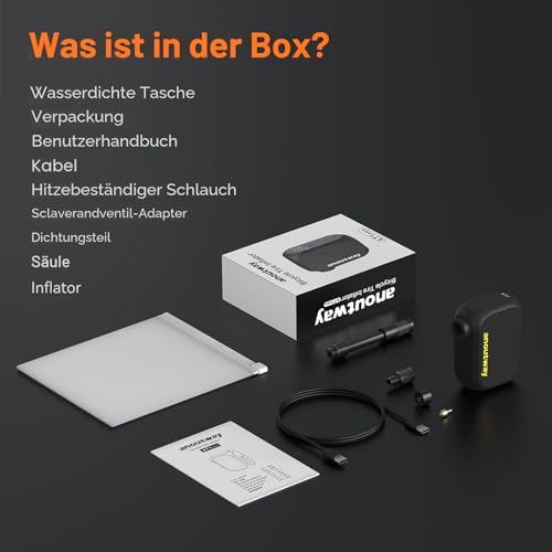 Tiny Pump anoutway Mini-Fahrradpumpe, elektrische luftpumpe mit digitalem Manometer, Elektrische Fahrradluftpumpe, automatische Abschaltung für Mountainbike, Stadtrad und Rennrad