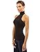 PattyBoutik Women's Halter Turtleneck Open Back Blouse (Black L)
