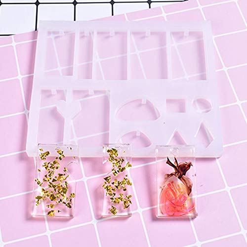 3 pcs Silicone Resin Casting Molds, FineGood DIY Jewelry Pendent Craft Making Moulds with Hanging Hole