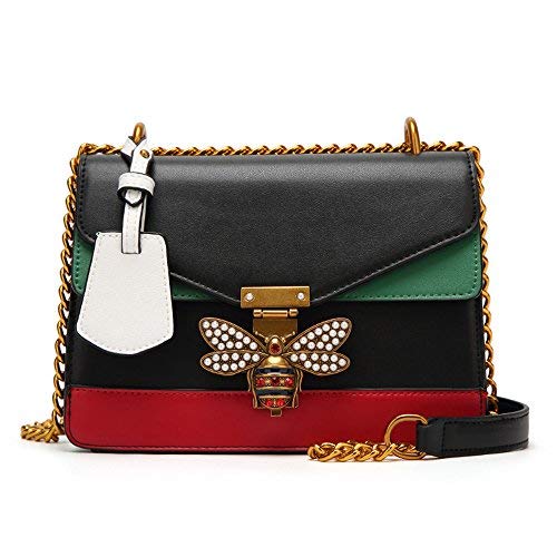 Beatfull Designer Shoulder Fashion Bee PU Leather Handbag for Women, Fashion Crossbody with Pearl (black)