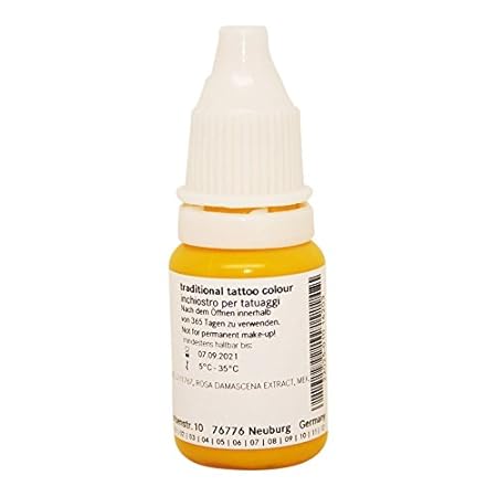 Sailor Jerry Tattoofarbe Dunkelgelb, 10 ml. Made in GERMANY! Mit Zertifikat! Tätowierfarbe, Tattoo Ink, Vertrieb durch HAN-SE