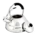 Whistling Stove Top Kettle Teapot with Layered Capsule Bottom, Silicone Handle, Stainless Steel Silver Mirror Finish Tea Pot, 2.75 Quart by Foodie Aid
