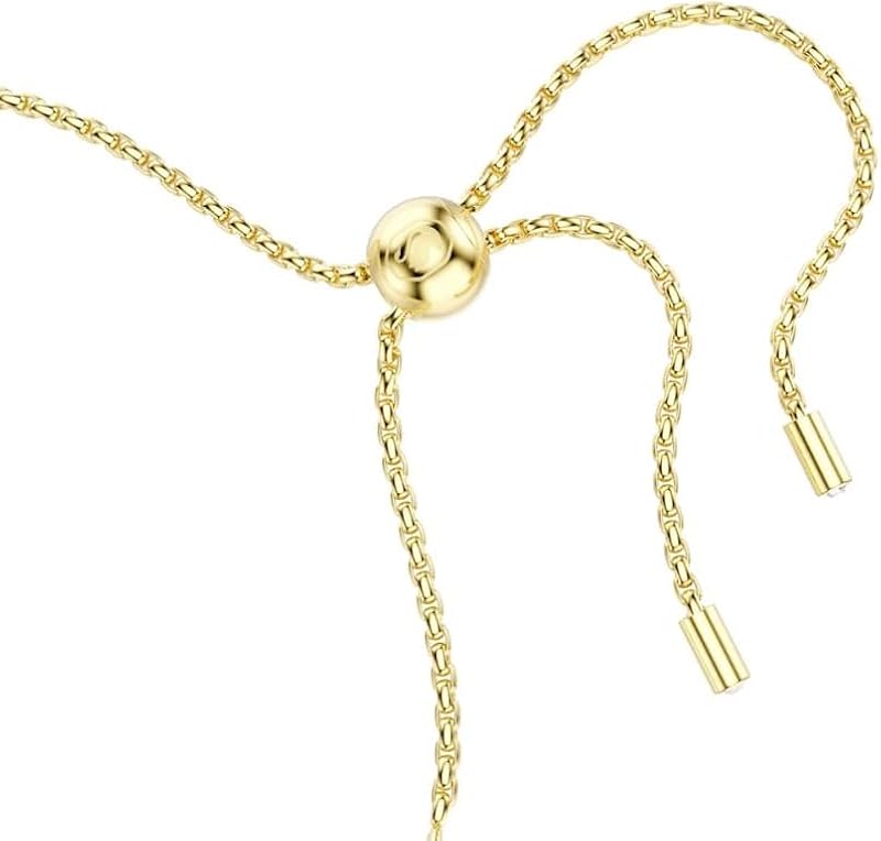 Matrix Tennis Armband, Vergoldetes Cupchain-Armband mit Weißen Kristallen und Kugelschiebeverschluss, Armbandlänge: 12-24 cm, Armbandbreite: 0.2 cm