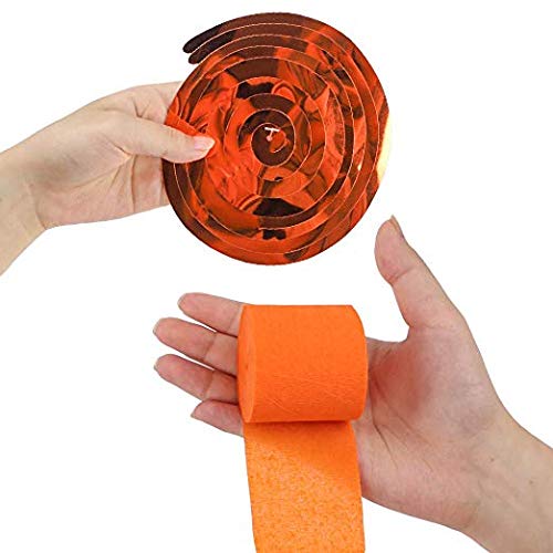 image for RUBFAC 12 Rolls Halloween Streamers, Orange and Black Crepe Paper Stre