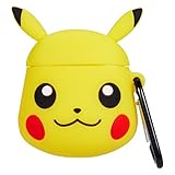 Mulafnxal Compatible with Airpods 1&2 Case,Cute 3D Funny Cartoon Character Silicone Airpod Cover,Kawaii Fun Cool Catalyst Keychain Design Skin,Cases for Girls Kids Teens Boys Air pods(Yellow Pikachu)