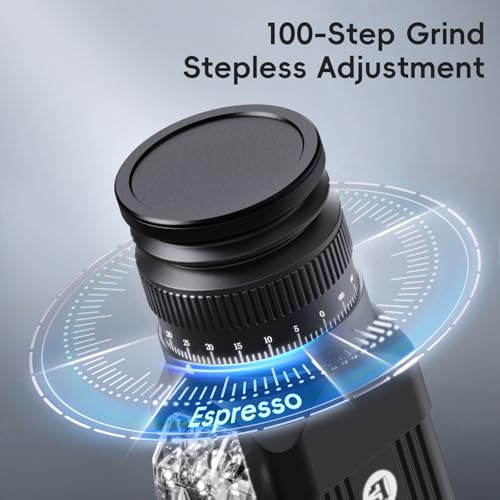 STARSEEKER E64 Electric Coffee Grinder 64MM Espresso Titanium Flat burr Stepless Fineness Adjustment Home Bean Grinder (black)