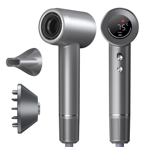 Professional Ionic Hair Dryer, 160,000 RPM Professional Hair Dryer Brushless Motor 1600 W, 57 dB Hair Dryer, Quick Drying with Magnetic Nozzle