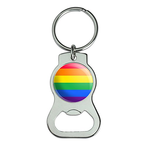 GRAPHICS & MORE Rainbow Pride Gay Lesbian Contemporary Bottle Cap Opener Keychain Key Ring