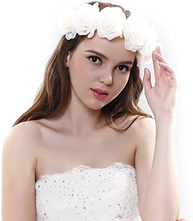 Qhome Womens Elegant Rose Hair Band Crown for Wedding Party Prom