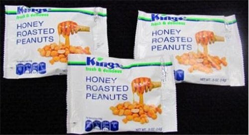 King's Honey Roasted Peanuts (Individually Wrapped .5 Ounce Packets in a 100 Count Box)