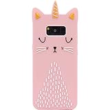 Funermei Cat Unicorn Case for Samsung Galaxy S6,Silicone 3D Cartoon Design Animal Pink Cover,Kids Girls Teens Cool Chic Cute Cases,Kawaii Soft Gel Rubber Unique Character Funny Protector for SamsungS6