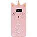 Funermei Cat Unicorn Case for Samsung Galaxy S6,Silicone 3D Cartoon Design Animal Pink Cover,Kids Girls Teens Cool Chic Cute Cases,Kawaii Soft Gel Rubber Unique Character Funny Protector for SamsungS6