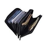 Hopsooken Womens RFID Leather Credit Card Holder Wallets Small Zipper Case Purse