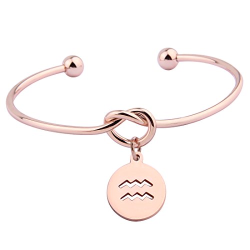 Buy Zuo Bao Rose Gold Love Knot Bracelet Tie The Knot Cuff Bangle With Zodiac Signs Disc Charm Aquarius Online At Lowest Price In Ubuy Saint Helena Ascension And Tristan Da Cunha