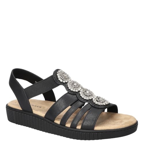 Easy Street Women’s Samira Flat Sandal, Black, 8.5 Narrow