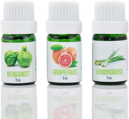 Lemongrass, Bergamot, Grapefruit | 3-Pack 5ml Bottles | Pure Therapeutic Grade Essential Oils | Gift Set Bundle for Aromatherapy Starters