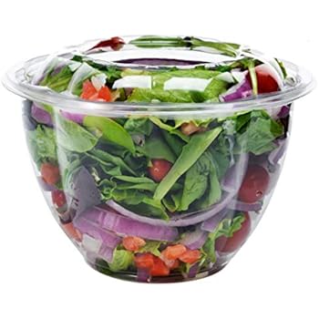 DOBI [50 Pack - 48 oz.] Salad Bowls with Airtight Lids - Large Clear Plastic Disposable Salad Containers with Lids