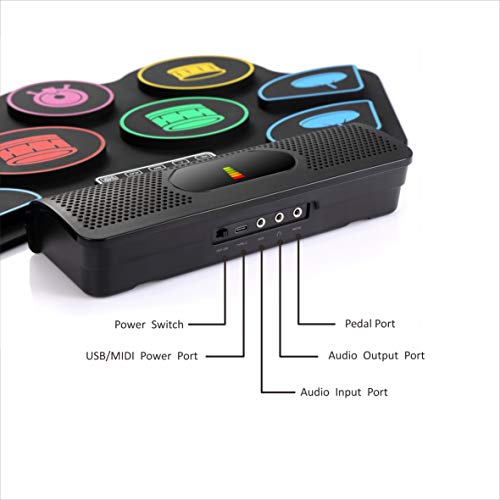 HiFing 9 Pads Portable Electronic Drum Set with Built in Speakers