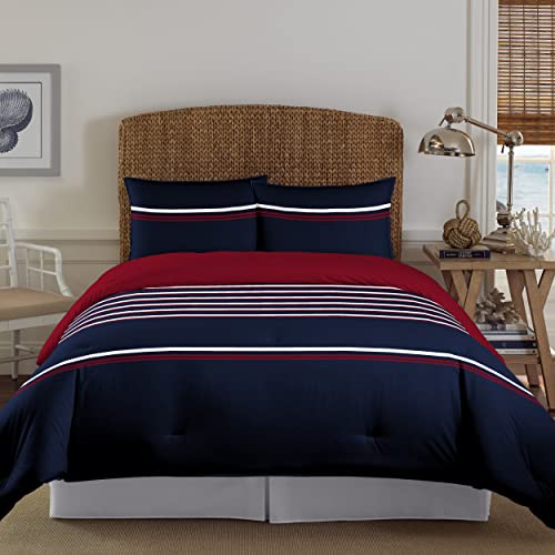 Nautica Queen Comforter Set, Cotton Reversible Bedding with Matching Shams, Medium Weight for