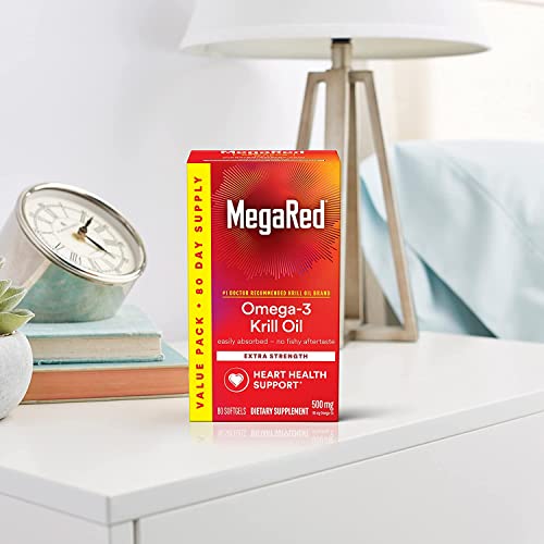 Megared Omega3 Fish Oil Supplement 500mg Extra Strength Softgels (80