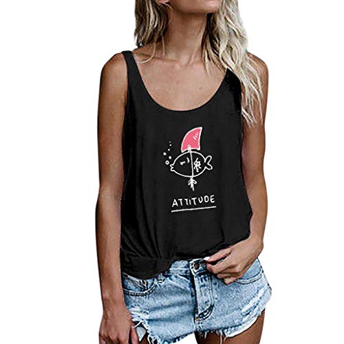Women Letter Vest Sleeveless Loose Crop Tops Tank Tops Blouse Tops T-Shirt