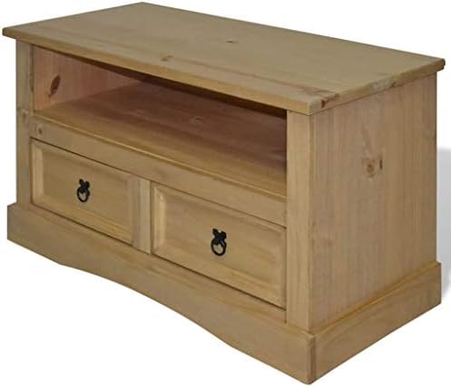vidaXLTV Stand, TV Table/Cabinet with Ample Storage & Cable Management Functionality, Farmhouse Style Mexican Pine Corona Range, 35.8"x16.9"x22" Brown