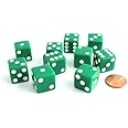 Koplow Games Set of 10 Six Sided D6 16mm Standard Dice Green