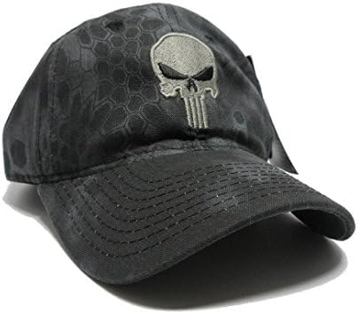 Kryptek Punisher Skull camo Hat Gray w/US Flag Patch Cap Tactical