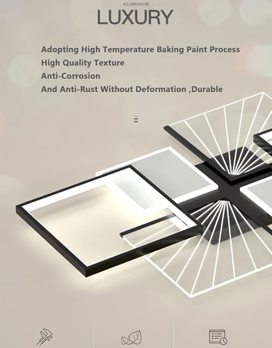 LED Ceiling Lighting Modern Rectangular Ceiling Lamps for Living Room Dimmable with Remote Control Against Recessed Ceiling Light for Living Room Bedroom Parlour (Acrylic)