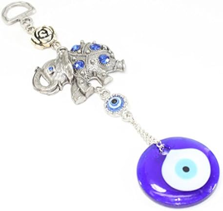 Turkish Blue Evil Eye (Nazar) Elephant with Rose Amulet Home Decor Protection Blessing Gift US Seller