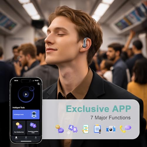 AI Translation Earbuds Real Time, Translator Headphones 164 Languages & Accents, Audifonos Traductores Inglés Español, Bluetooth5.4Device for Travel Business Learning Compatible with iOS and Android ﻿