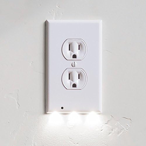 Outlet Covers With LED Lights LED Night Light Wall Outlet Duplex Outlet Covers Wall Plate Electrical Outlet Wall Plate Frame Outlet Cover Power Outlet Wall Plates Outlet Covers White (1 Pack)