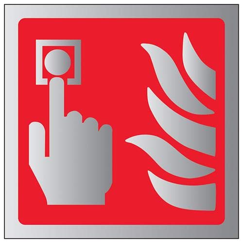 V Safety Fire Equipment-Call Point Logo Sign - 100mm x 100mm - 1.6mm Alu Rigid Plastic