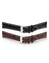 CIVO 2 paquetes de correas de reloj de piel auténtica de grano de ternera superior 0.630 in, 0.709 in, 0.787 in, 0.866 in, 0.945 in para hombres y mujeres