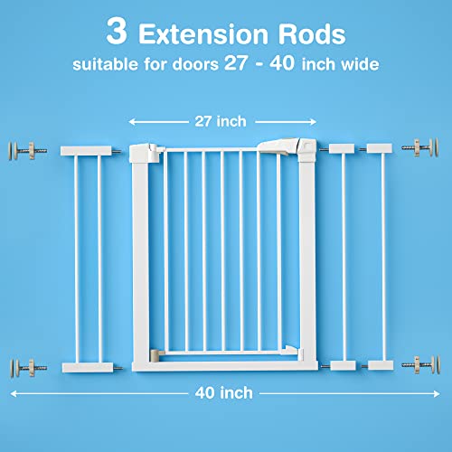 OTTOLIVES Metal Baby Gate Pet Gate 2740 Inch Extra Wide Pressure Mounted Dog Gate for Stairs