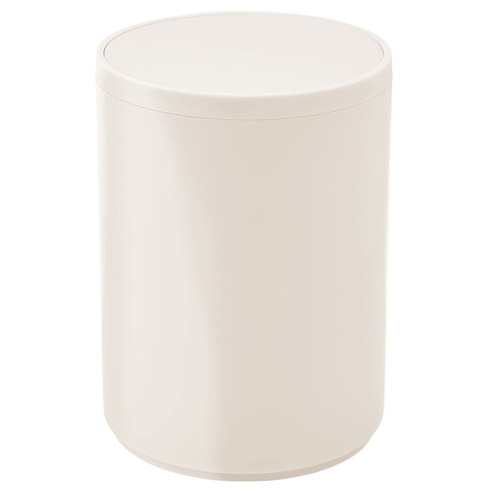 mDesign Swing Lid Bathroom Bin – Small Round Rubbish Bin for Bathroom or Bedroom – Practical Small Waste Bin with Swing Lid – Cream/Beige