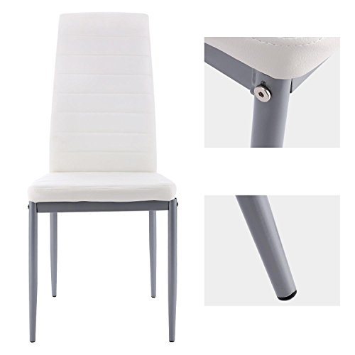 Kaluo 4pcs Modern Dining Chair, Durable Metal Leg and PU leather Chair for Kitchen, Dining, Bedroom, Living Room, Up to 150KG/330LB