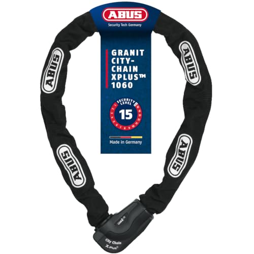 ABUS Unisex CityChain 1060/110 Kettenschloss mit Codekarte Schluesselschloss, Schwarz, 110 cm