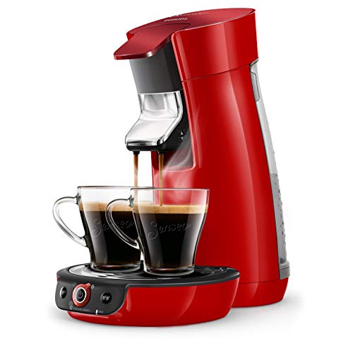 Philips HD6564/81 Kaffeemaschine für Kaffeepads, Senseo Viva Café Duo Select, glitzernd Rot