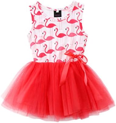 USGIRLDERSS Born Kids Baby Girl Flamingo Princess Dress Tutu Tulle Clothes