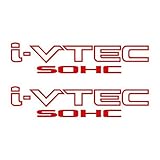 2 Pieces RED I-VTEC SOHC STICKER DECAL EMBLEM CIVIC S2000 ACCORD JDM IMPORT ILLEST