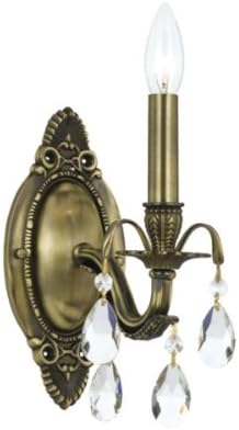 5561-AB-CL-SAQ Dawson 1LT Wall Sconce, Antique Brass Finish with Clear Swarovski Spectra Crystal