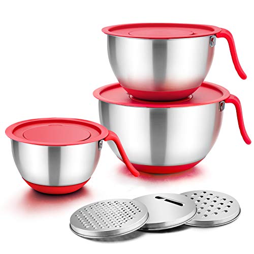 TeamFar Mixing Bowls, 5 / 3 / 1.5 Qt, Stainless Steel Mixing Bowls