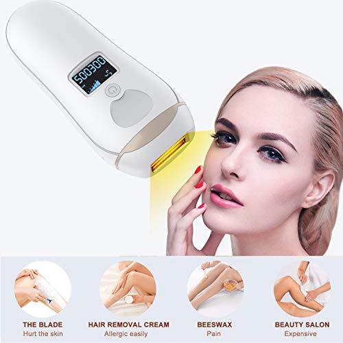 IPL Hair Removal for Women and Men Permanent 500,000 Flashes Painless Hair Remover System for Facial Leg Body Home Use Device with Protective Goggles